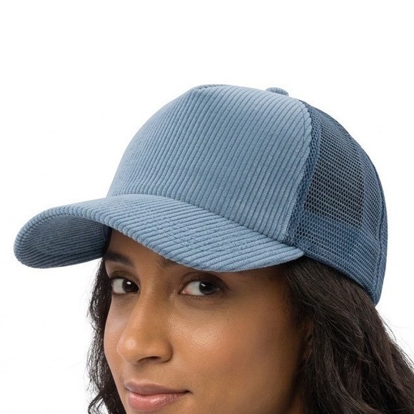 Free People Accessories - Free People Trucker Hat Women OS Blue Cohen Cord Curved Brim Adjustable Snapback